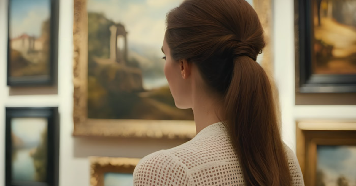 美術館で絵を鑑賞する人